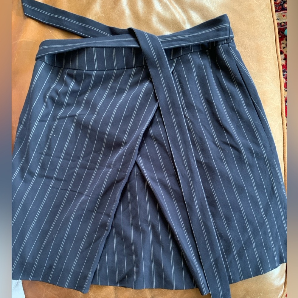 Banana Republic Navy and White Pinstriped Skirt